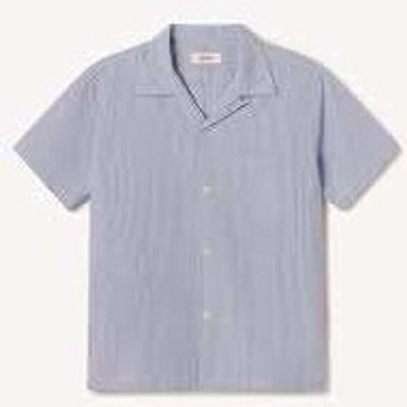 Buck Mason Mist Draped Twill Short Sleeve One Pocket Shirt XXL Soft Blue‎ Basic